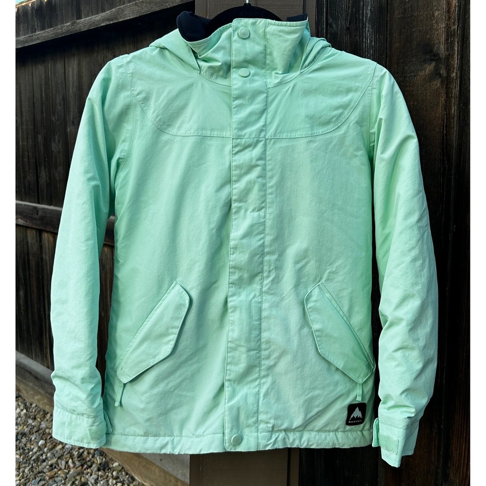 Burton Elodie Girls M 10 Snowboard Jacket Mint Green Thermacore Hooded Ski
